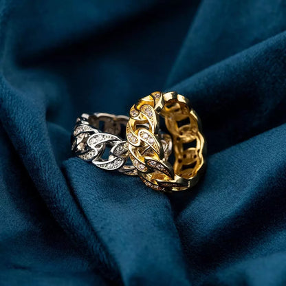 Cuban Link Crystal Chain Ring