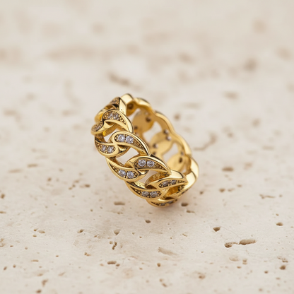 Cuban Link Crystal Chain Ring