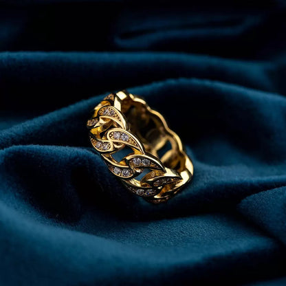 Cuban Link Crystal Chain Ring