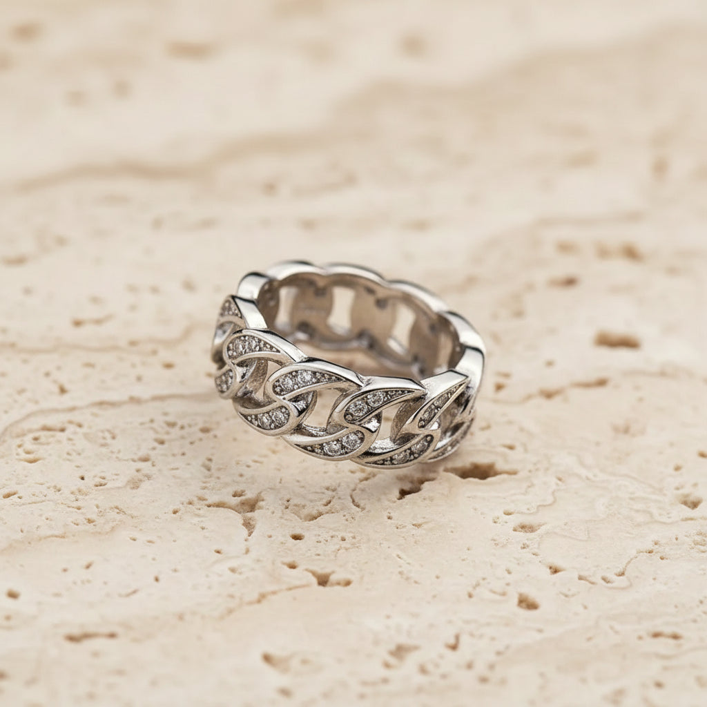 Cuban Link Crystal Chain Ring