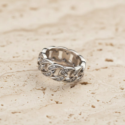 Cuban Link Crystal Chain Ring