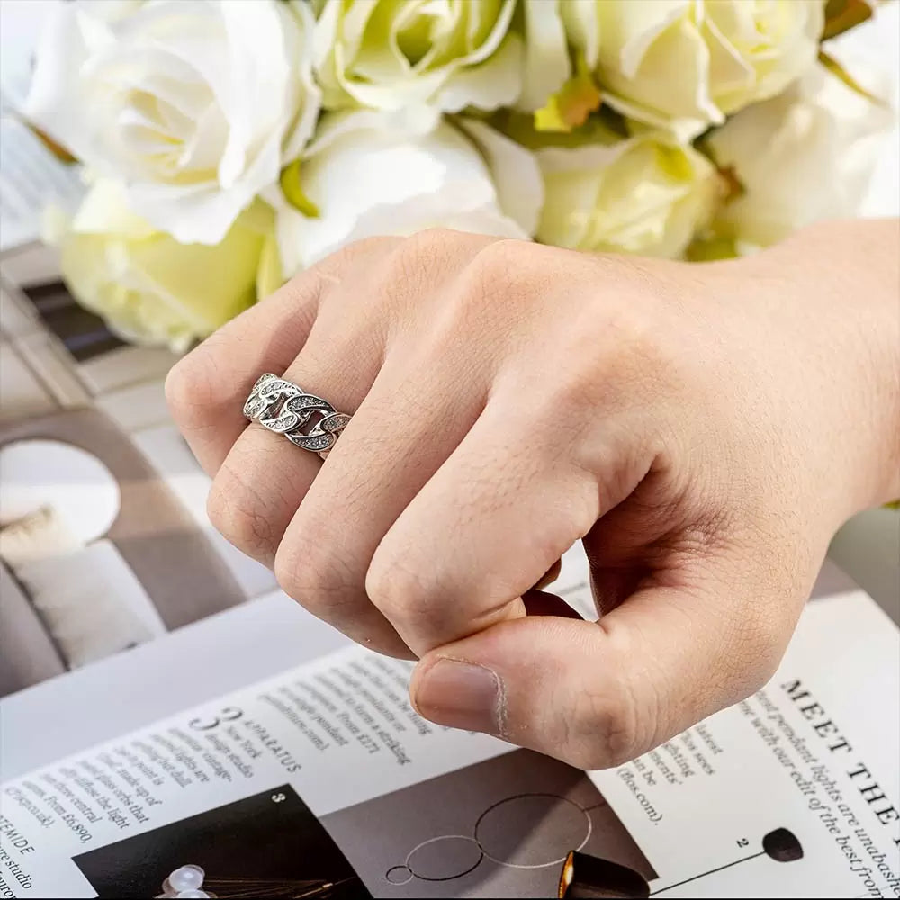 Cuban Link Crystal Chain Ring