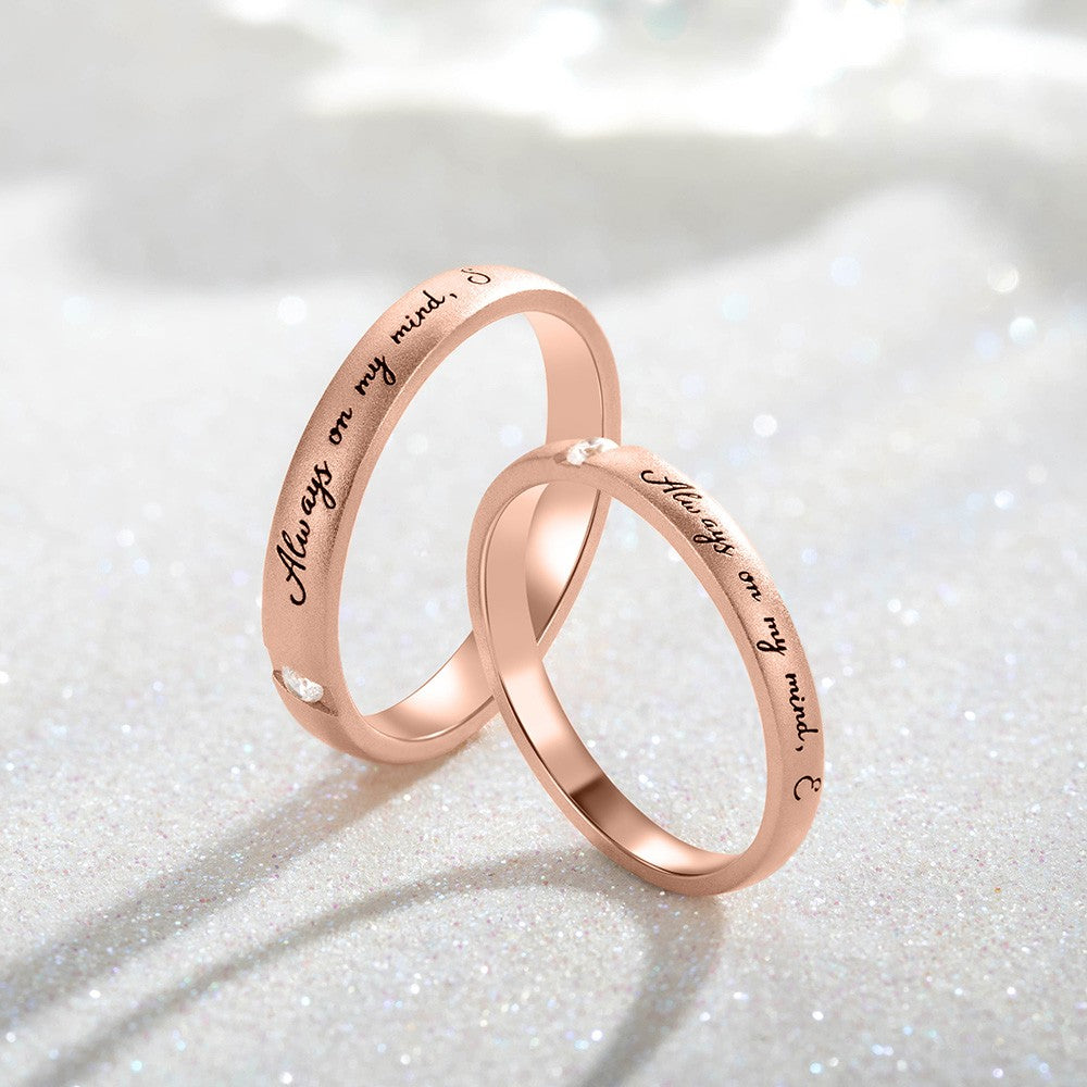 Custom Engraved Wedding Band Rings SET