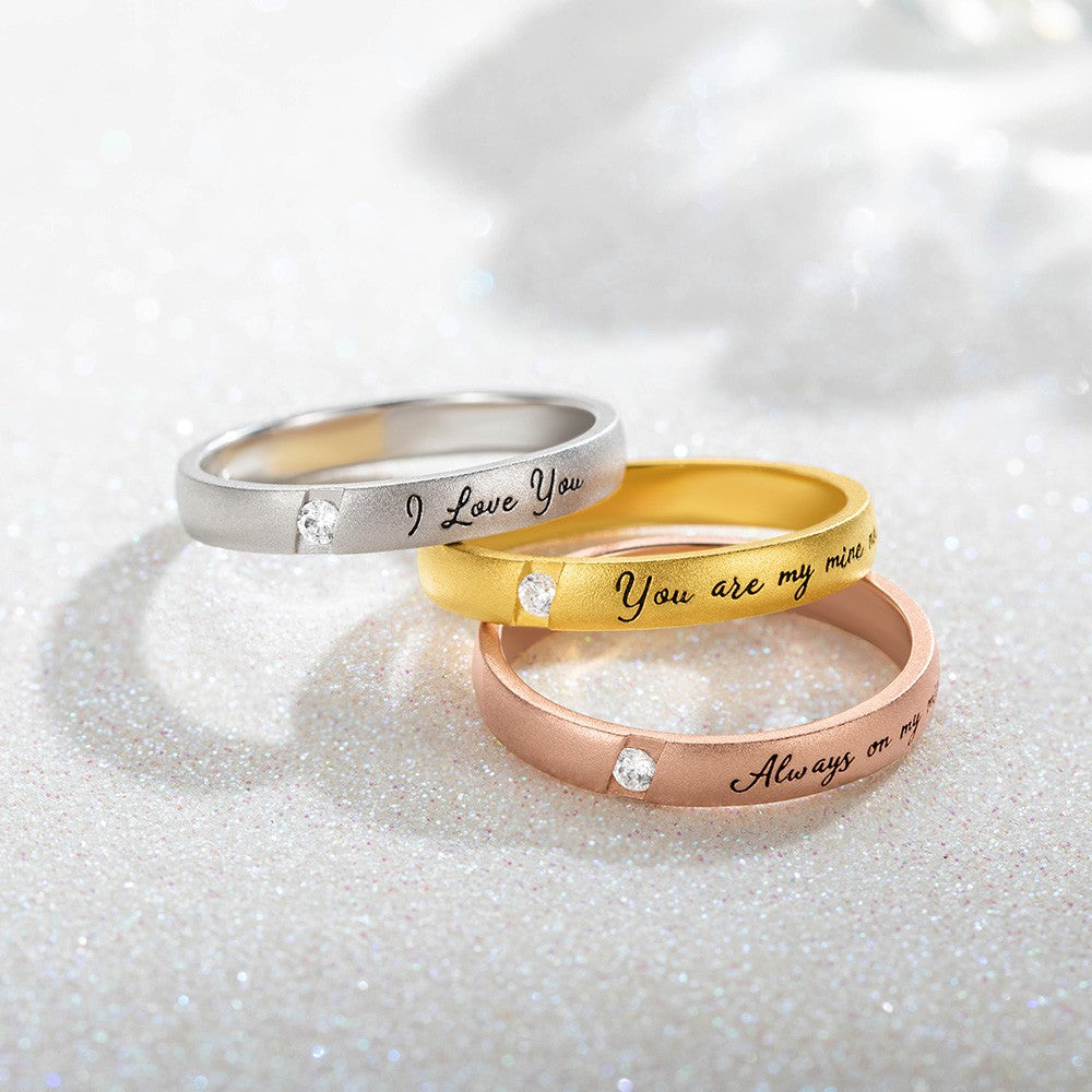 Custom Engraved Wedding Band Rings SET