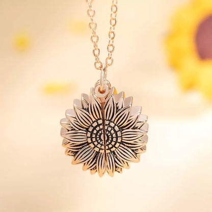 Personalized Sunflower Photo Locket Necklace