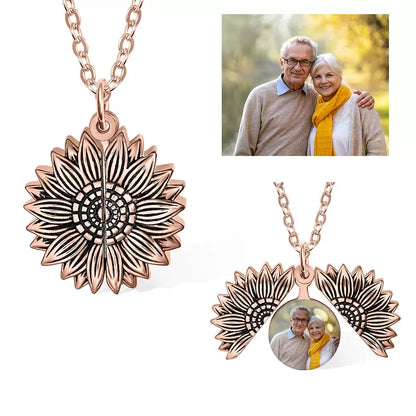 Personalized Sunflower Photo Locket Necklace