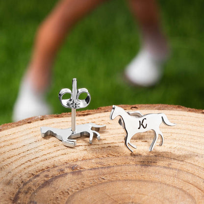 Custom Initial Horse Stud Earrings