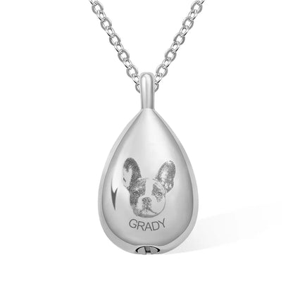 Teardrop Pet Portrait Urn Necklace