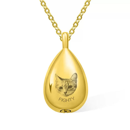 Teardrop Pet Portrait Urn Necklace