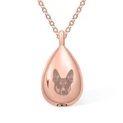 Teardrop Pet Portrait Urn Necklace