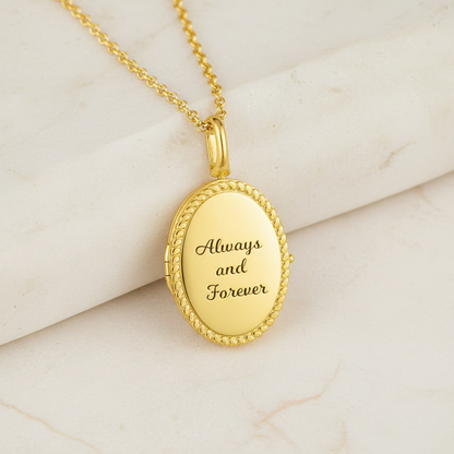 Personalized Oval Photo Locket Necklace