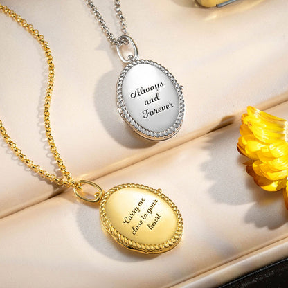 Personalized Oval Photo Locket Necklace