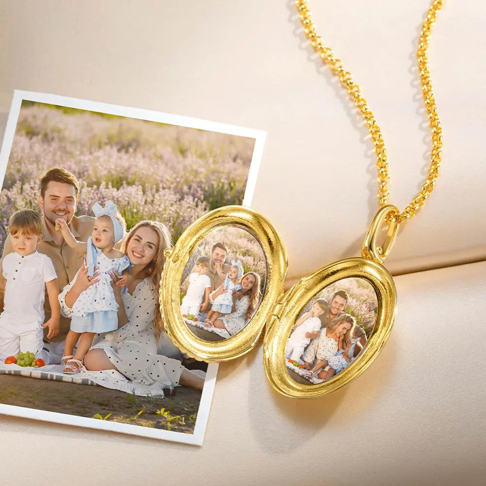 Personalized Oval Photo Locket Necklace