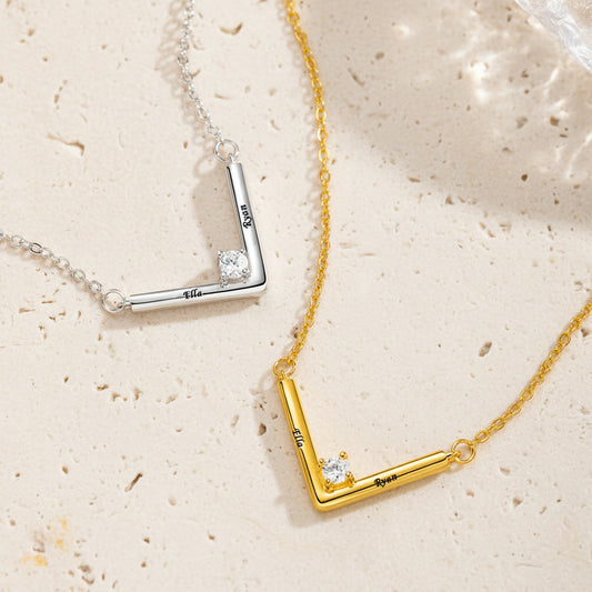 Custom Double Name Engraved Necklace