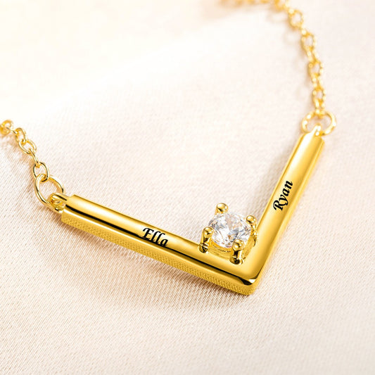 Custom Double Name Engraved Necklace