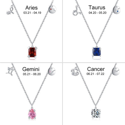 Zodiac Sign Birthstone Charm Necklace