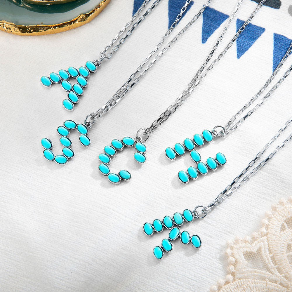 Turquoise Initial Pendant Necklace