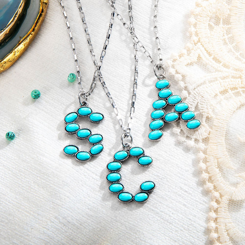 Turquoise Initial Pendant Necklace