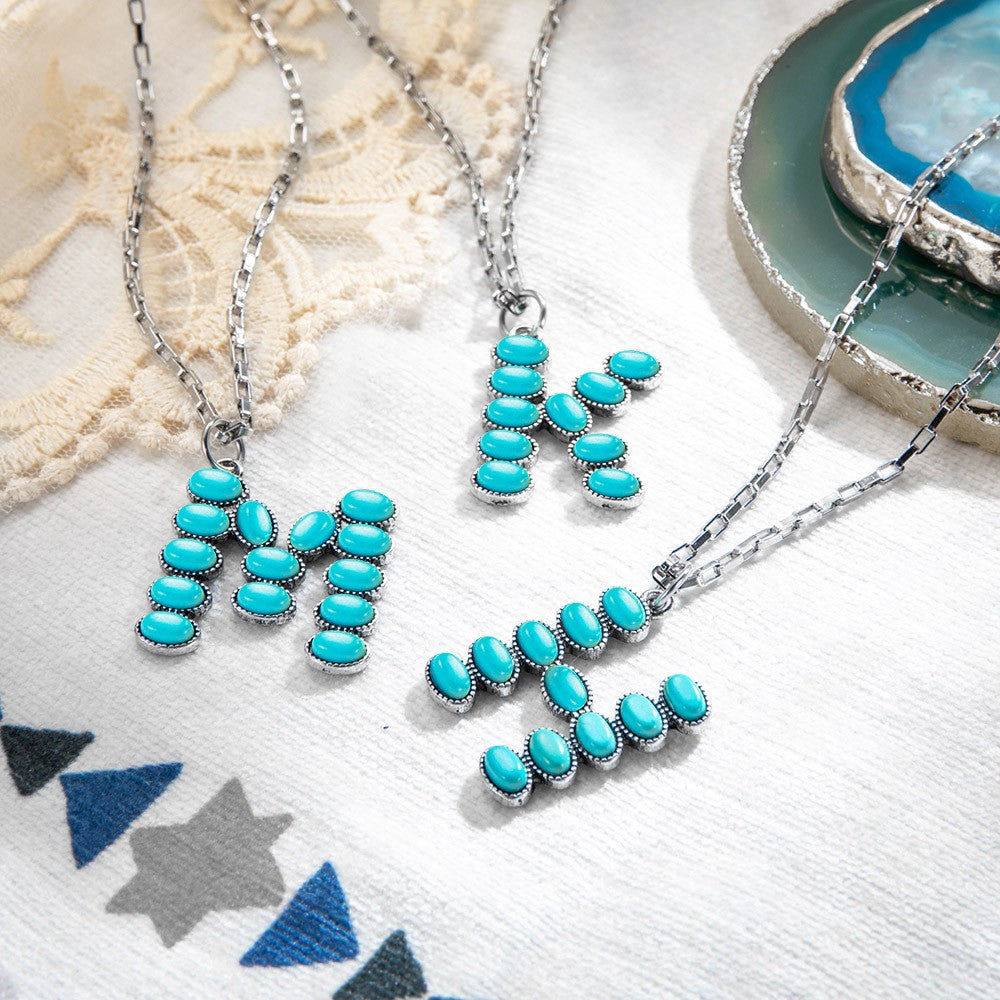 Turquoise Initial Pendant Necklace