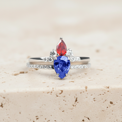 Custom Double Birthstones Stacked Rings