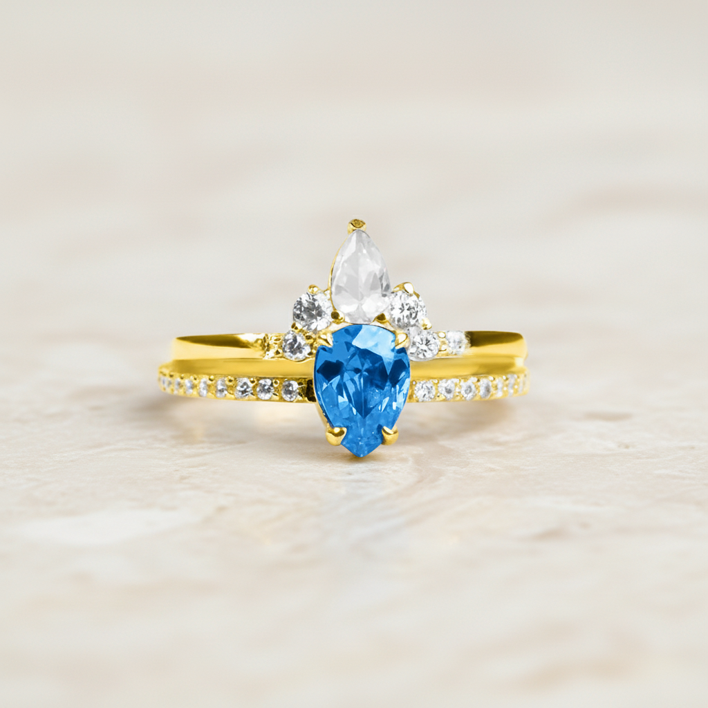 Custom Double Birthstones Stacked Rings