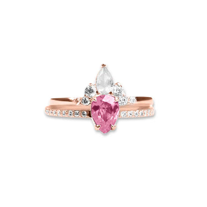 Custom Double Birthstones Stacked Rings