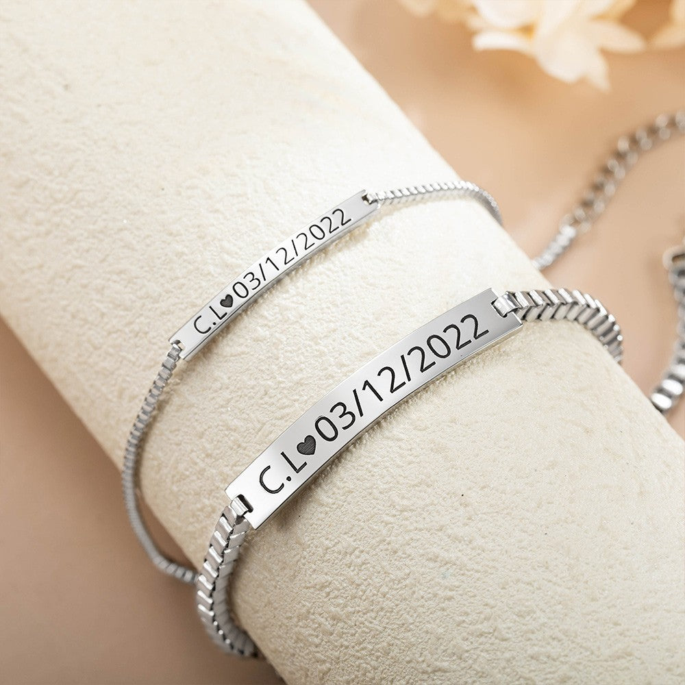 Custom Couple Engraved Bracelets