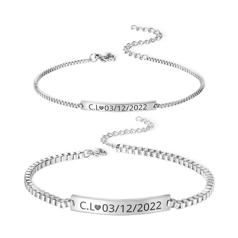 Custom Couple Engraved Bracelets