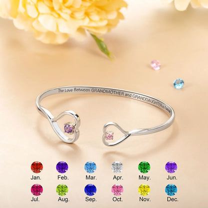 Custom Double Birthstone Engraved Bracelet