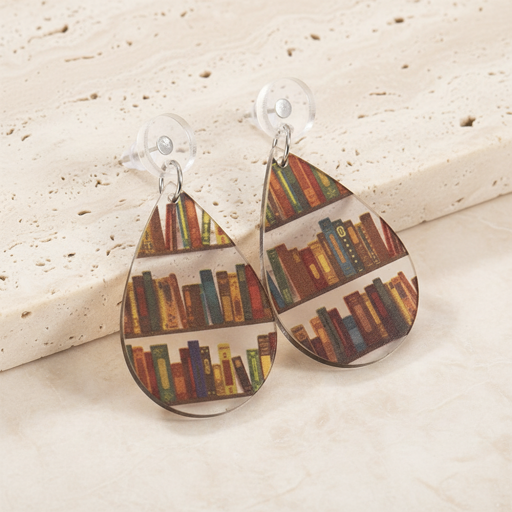 Bookish Acrylic Dangle Earrings