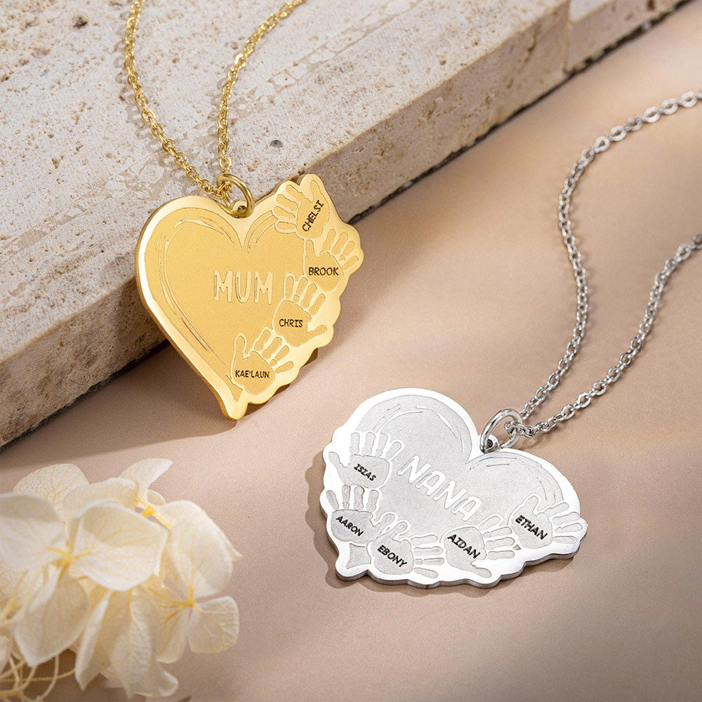 Combined Baby Hands Engraved Necklace