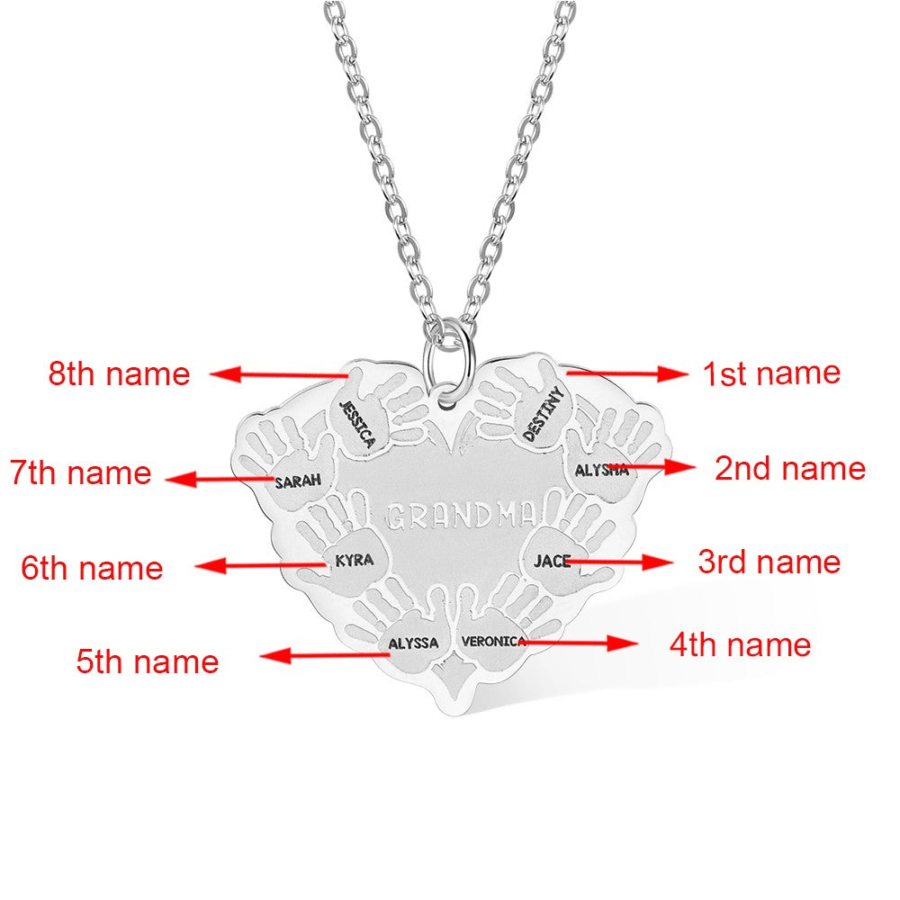 Combined Baby Hands Engraved Necklace