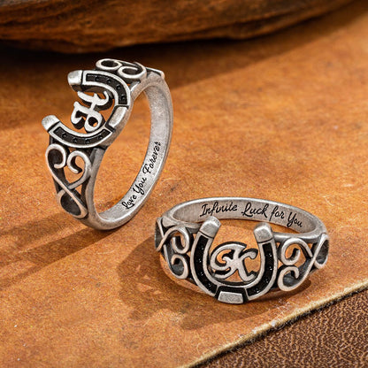 Custom Initial Engraved Horseshoe Ring