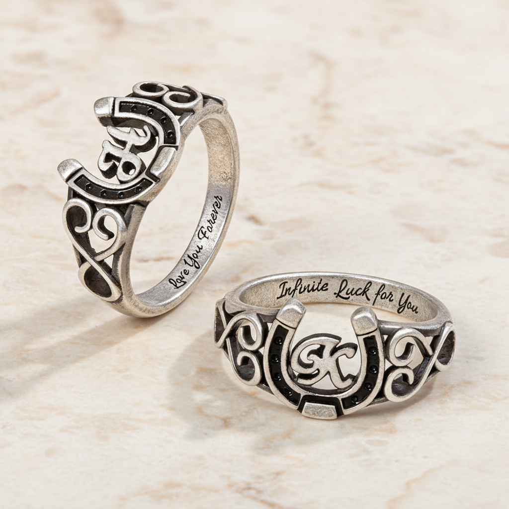 Personalized Initial Engraved Horseshoe Ring