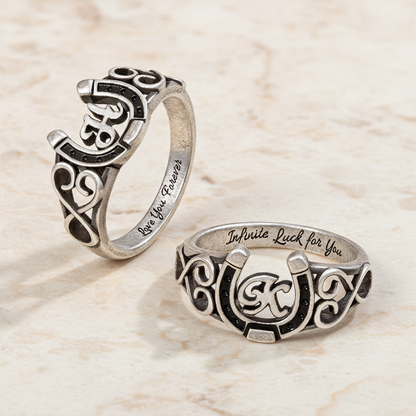 Personalized Initial Engraved Horseshoe Ring