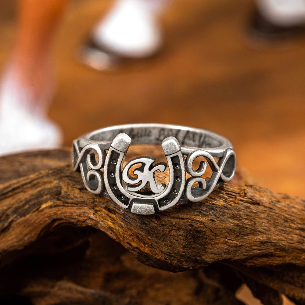 Custom Initial Engraved Horseshoe Ring