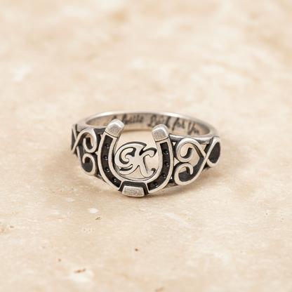 Personalized Initial Engraved Horseshoe Ring