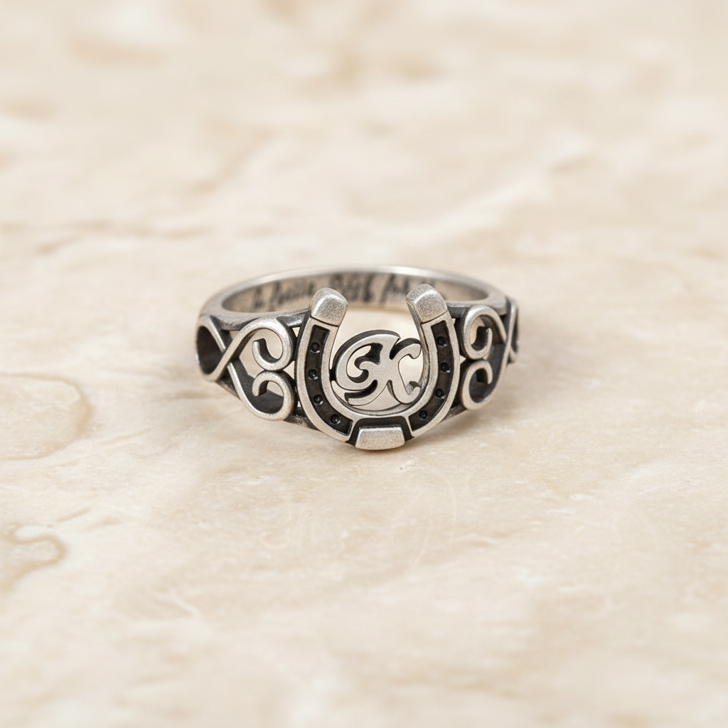 Personalized Initial Engraved Horseshoe Ring
