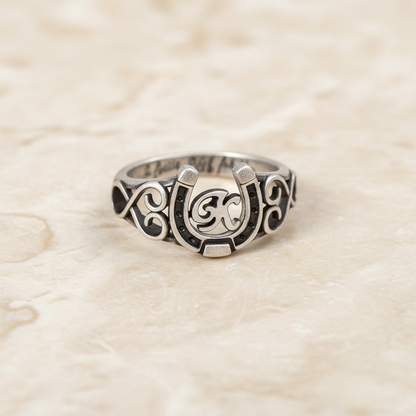 Personalized Initial Engraved Horseshoe Ring
