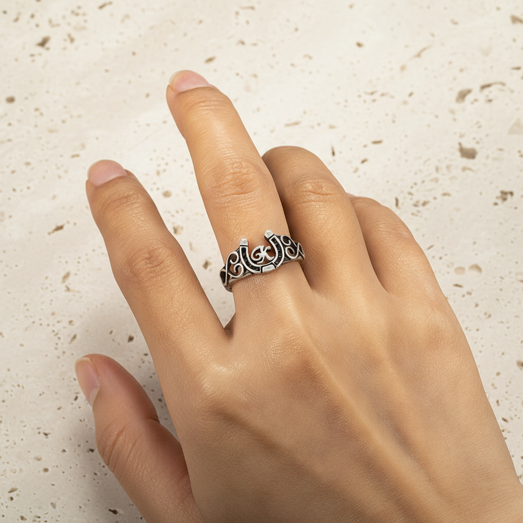 Personalized Initial Engraved Horseshoe Ring