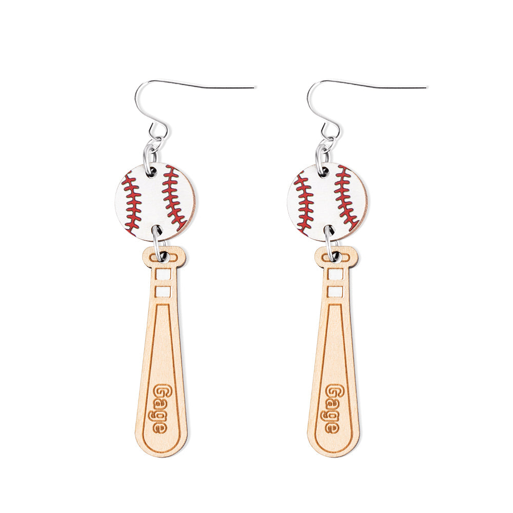 Personalized Name Baseball Earrings