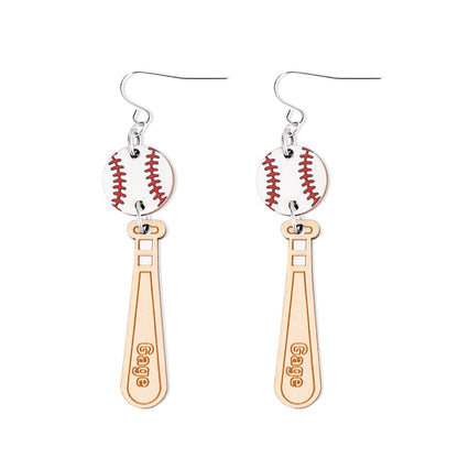 Personalized Name Baseball Earrings