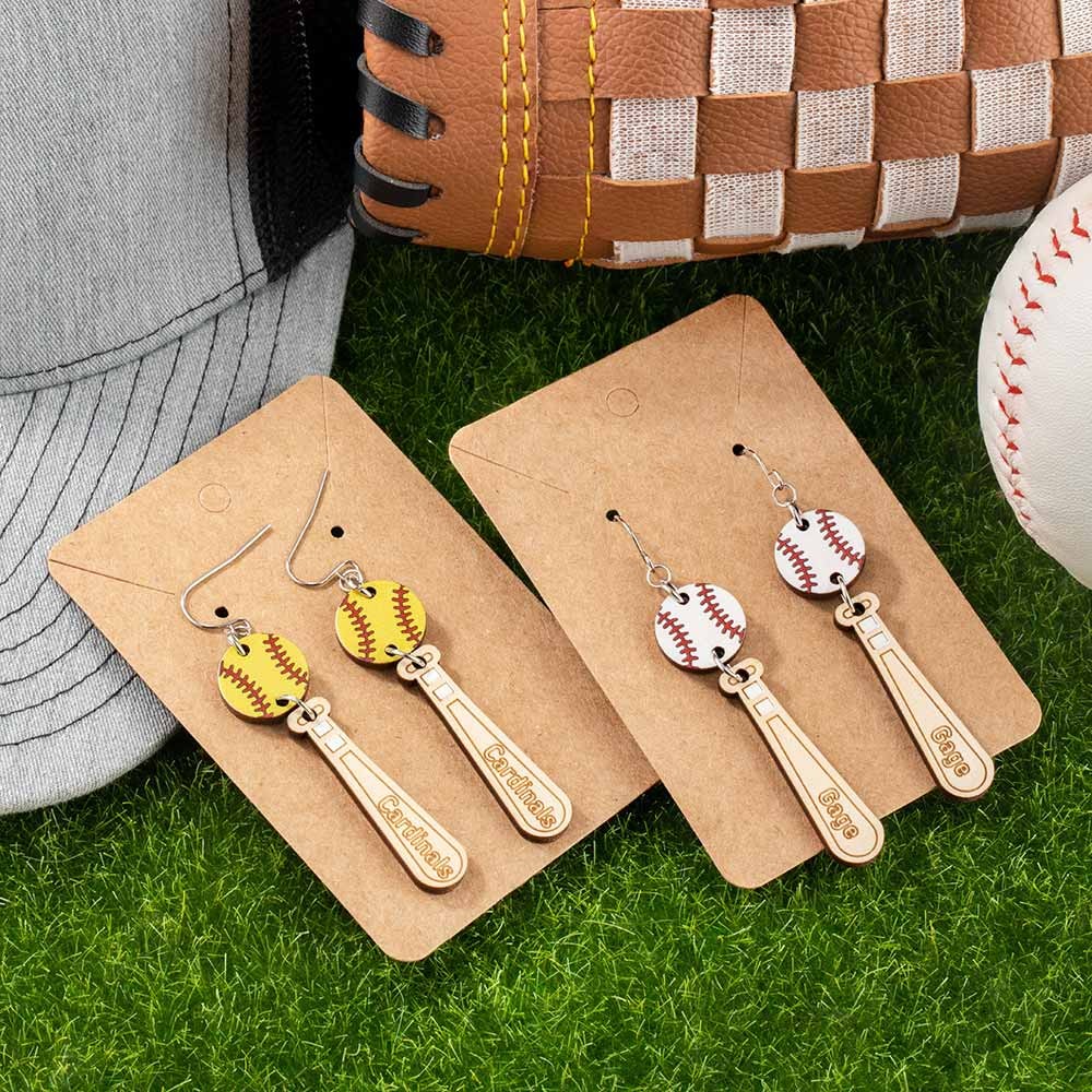 Personalized Name Baseball Earrings