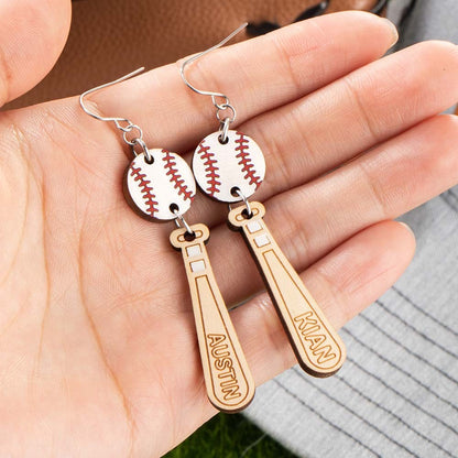 Personalized Name Baseball Earrings