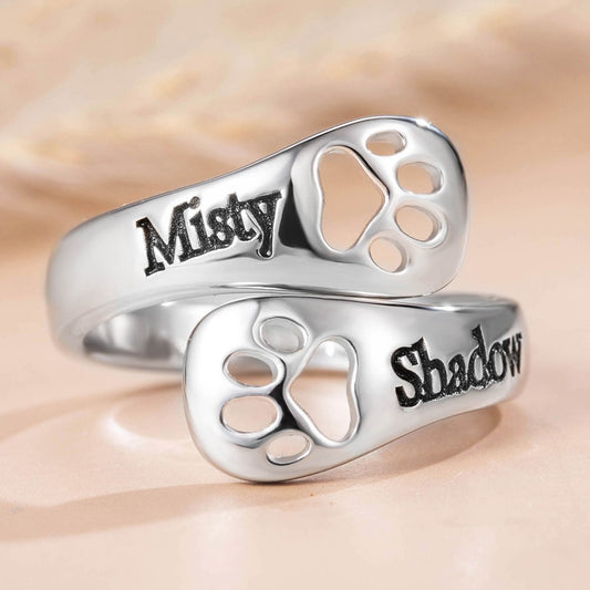 Custom Engraved Pet Paw Ring