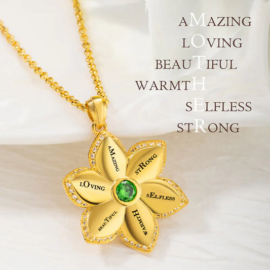 Flower Birthstone Mother Necklace