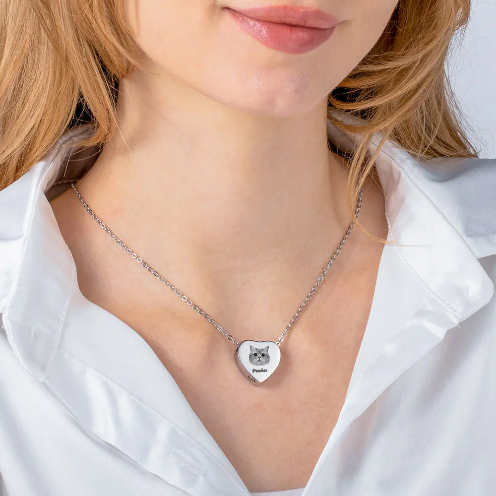Heart Pet Portrait Urn Necklace