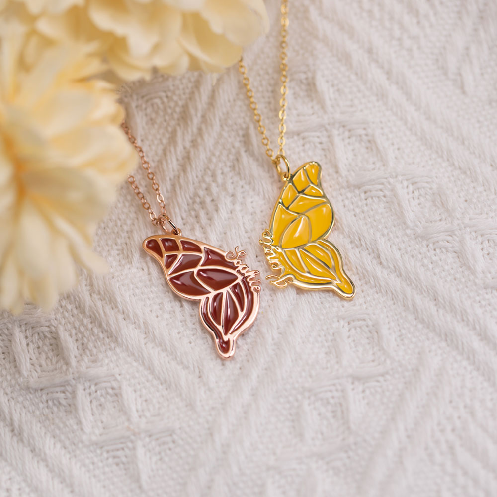 Custom Name Birth Butterfly Necklace