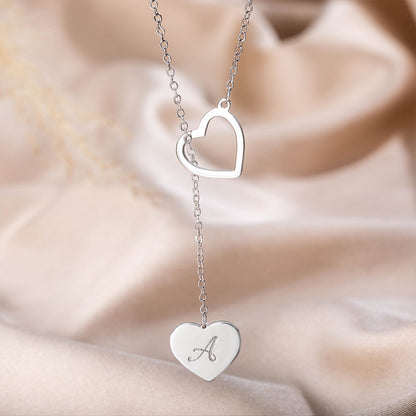 Custom Heart Initial Lariat Necklace