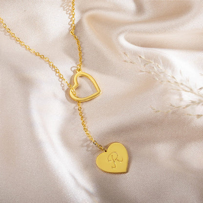 Custom Heart Initial Lariat Necklace